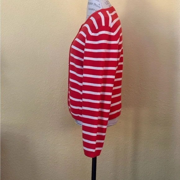 J. Crew “Emilie Sweater Lady Jacket” Red/Cream Stripe Size XL EUC! - Picture 5 of 8